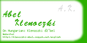 abel klenoczki business card